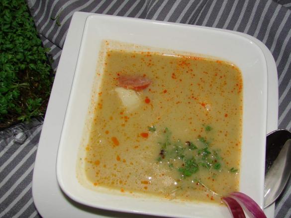 Suppe vom Spitzkohl mit Chorizo und Kabeljau