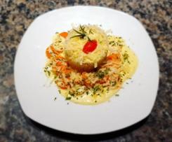 Karotten-Reis Topf mit Orangen-Kokos Soße