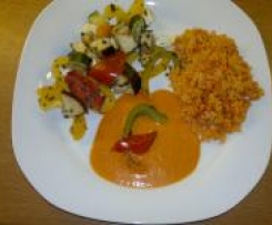 Mediterranes Gemüse mit Schafskäse und Reis 