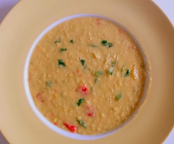 Maissuppe mit Porree und Paprika (vegetarisch)