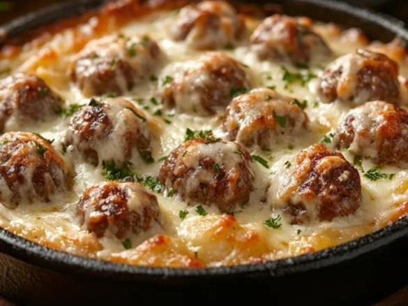 Kartoffel-Hackbällchen-Auflauf