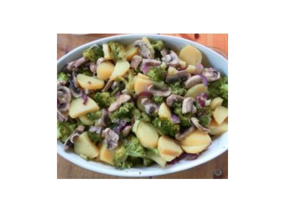 Brokkoli-Schnitzel-Pfanne mit Quark-Dip