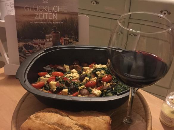 Spinat Schafskäse Auflauf mit Ciabatta vegetarischer Auflauf