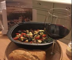 Spinat Schafskäse Auflauf mit Ciabatta vegetarischer Auflauf