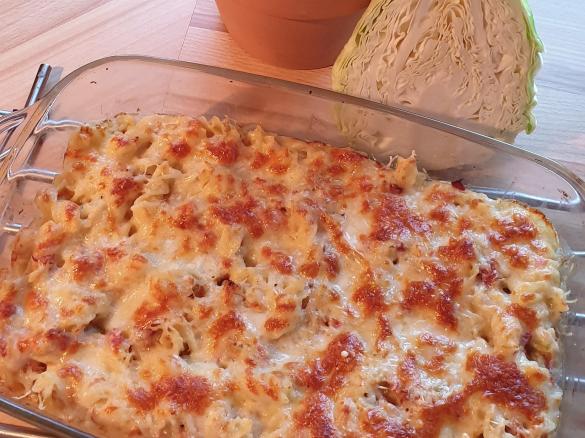 Krautnudeln überbacken (mit frischem Weißkohl)