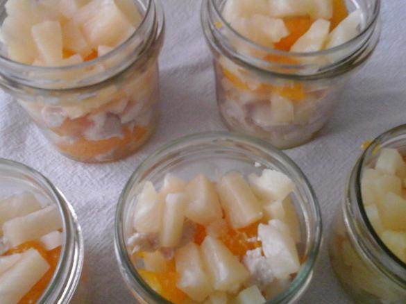 Ananas - Mandarine - Hähnchenbrustfilet in Aspik  