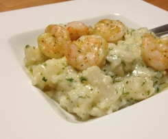 Schwarzwurzel-Risotto mit Garnelen