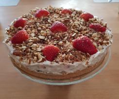 Krümelkuchen mit Erdbeer-Rhabarber-Quark