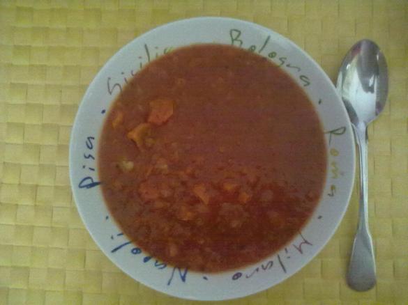 Tomatensuppe mit frischen Tomaten und Möhren