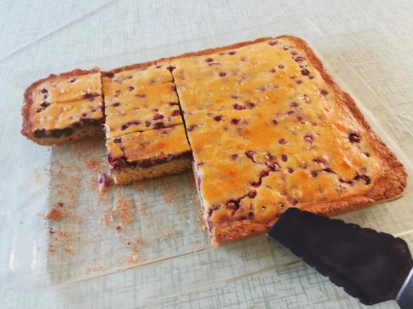 Gedeckter Felsenbirnenkuchen vom Blech