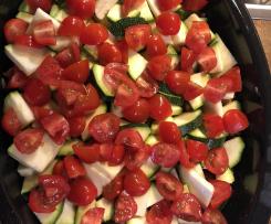 Zucchini-Tomaten-Hähnchen-Auflauf