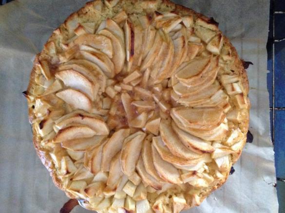 Apfelkuchen mit Vanille-Pudding (Löffelkuchen)