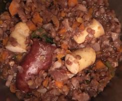 schnelle würzige rote Linsensuppe