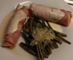 Schinkenröllchen mit Käsesoße ... all in one