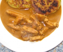Curryrahmsoße (mit Putengeschnetzeltem)