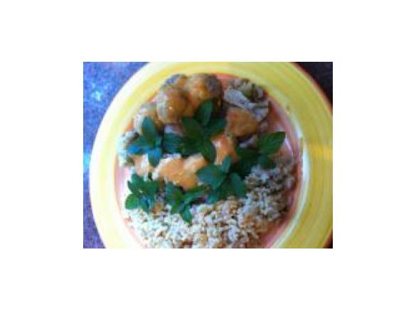 WW Hackbällchen mit Blumenkohlreis und Currysauce 