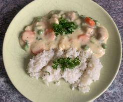 Hühnerfrikassee mit Reis a`la Mama