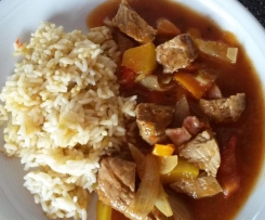 Schaschlik Lendentopf mit Reis