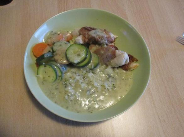 Hähnchen in Senfrahmsoße mit Reis - All-in-One