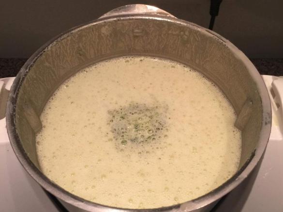Käse-Lauch Cremesuppe mit Hackbällchen im Varoma