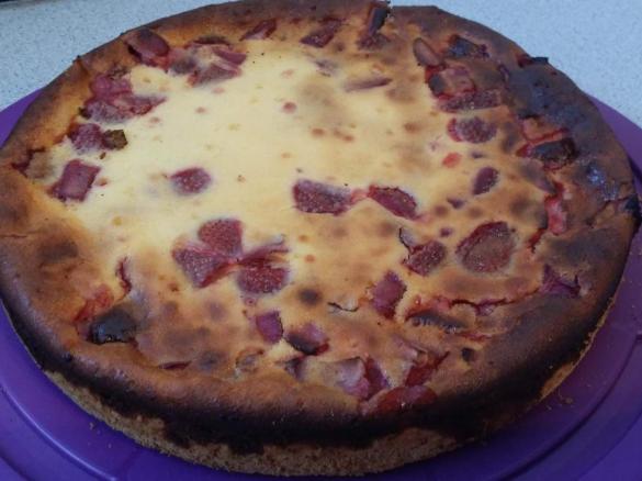 Leichter Käsekuchen mit Obst und Mohn