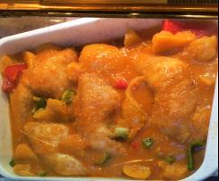 Hähnchenschenkel süß-sauer mit fruchtigem Gemüse