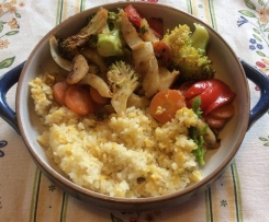 Mediterranes Zitronengemüse mit Linsenreis vegetarisch/vegan