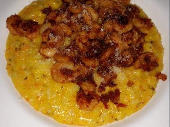 Möhren-Risotto mit leckeren Garnelen