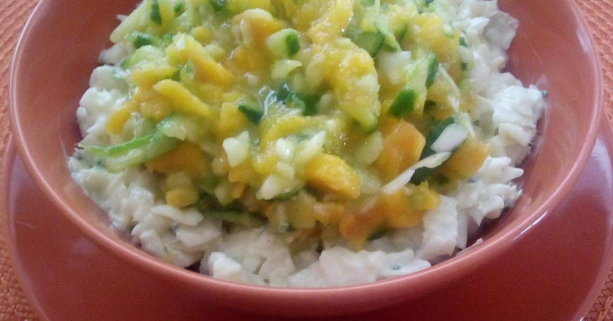 Variation von Krautsalat mit Mango und Gurke (schnelle Variante auf ...