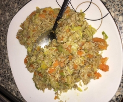 Porree-Gemüse Pfanne mit Hack und Reis super einfach, schnell und lecker