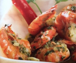 Variation von Riesengarnelen in Weißwein und Cognac