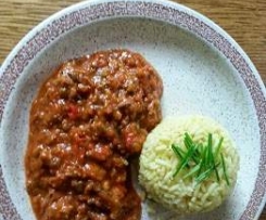 Gemüse-Hackfleisch mit Currreis a la Maibrit