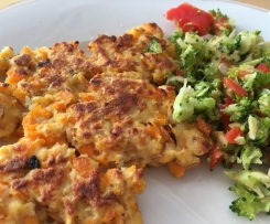 Kürbis-Puffer mit Hähnchen