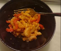 Variation von "Nudeln in Tomatensauce mit Schinken und Chorizo"