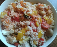 Tomaten - Paprika - Möhren - Zucchini - Reis mit Fetakäse