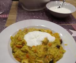 Curry-Risotto mit Lachs und Mandarinen