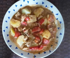 Hähnchengyros mit Metaxasauce und Kartoffeln