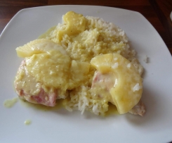 Hawaii Schnitzel mit Risotto