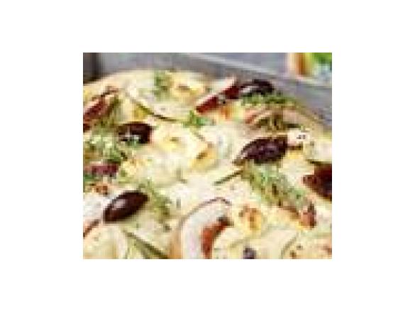 Focaccia mit Ziegenfrischkäse und Birne 