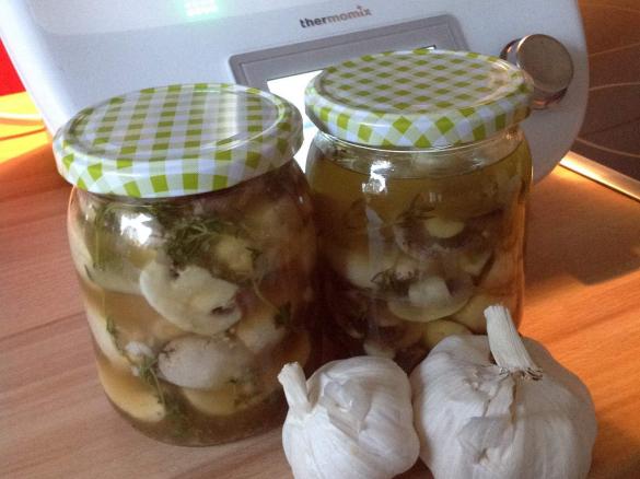 Eingelegte Pilze Champignons in Weißwein & Knoblauch Geschenk Mitbringsel