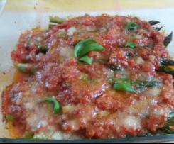 Überbackener grüner Spargel