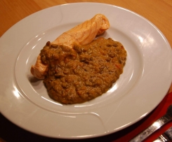 Lebkuchengewürz-Linsen-Gemüse mit Lachs