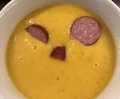 Kürbis Kartoffelsuppe mit Kabanossi