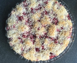 Pfirsich-Himbeer-Kuchen mit Kokosstreuseln