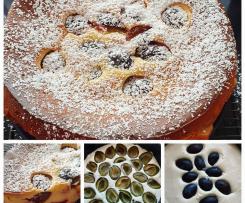 Käsekuchen mit Zwetschgen ohne Boden