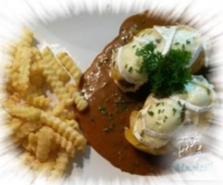 überbackene Medaillons mit Pfirsich und Camembert im Varoma 