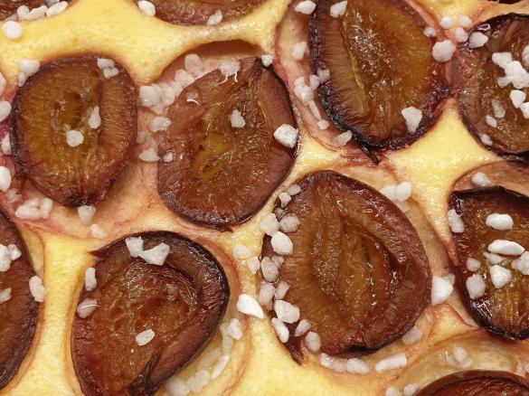 Käse-Grieß-Pflaumenkuchen