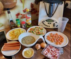 Linsensuppe mit Geflügelwürstchen