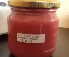 Birne-Banane-Himbeer mit Keks.