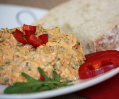 Paprika-Rucola-Brotaufstrich, Dip, leicht & figurfreundlich, Low Carb, fettreduziert